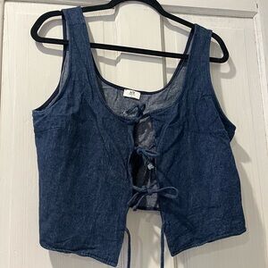 Stylish Denim Lace-Up Crop Top
